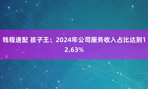 钱程速配 孩子王：2024年公司服务收入占比达到12.63%